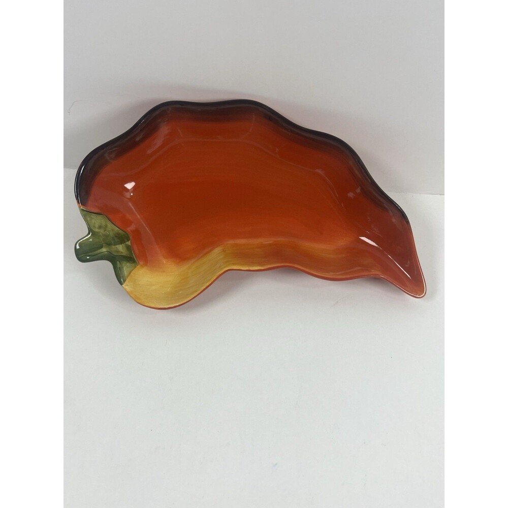 Clay Art La Mesa Red Chili Pepper Relish Dish 8.5” Art Deco Southwestern Bright
